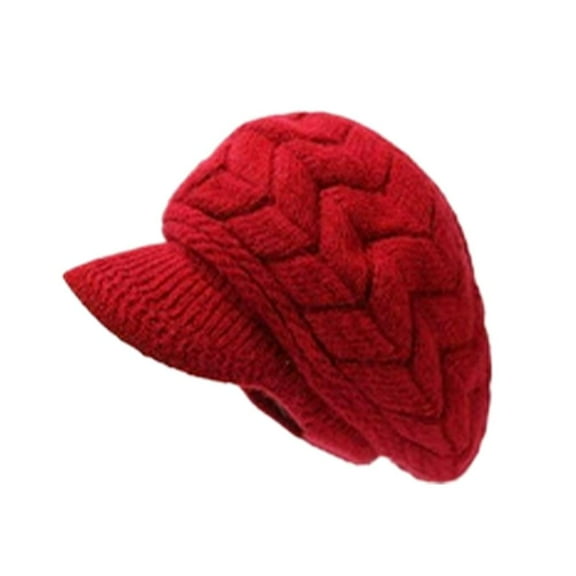 Retro Womens Winter Warm Knitted Fashionable Skiing with Sun Hat