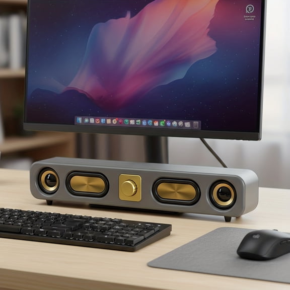 Retro Wood Color Bluetooth Speakers with Dual 2in Woofersm, 2 X 5W Wireless Sound Bar Speaker for Desktop, PC, Laptop, Tablet & Smartphone, Hands Free Call