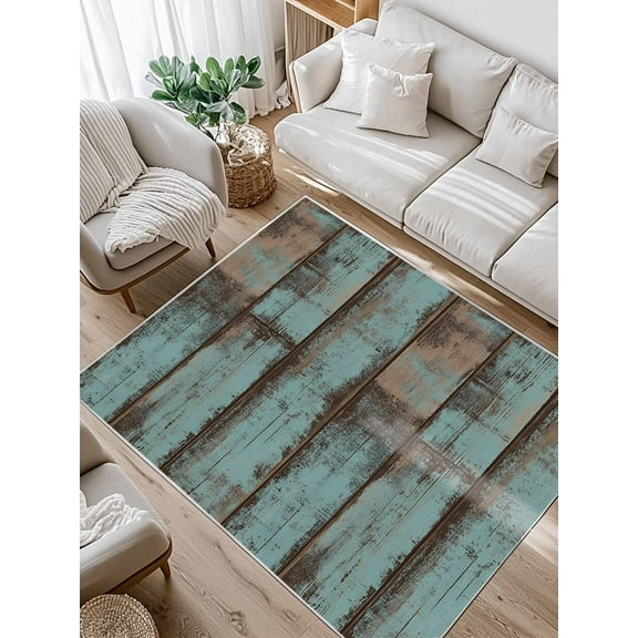 Retro Wood Grain Area Rug for Bedroom 2.7x5 Ft Gradient Barn Door Farmhouse Board Super Soft fuzzy Throw Rug Non-Slip Fluffy Plush Indoor Floor Carpet for Living Room Nursery Home Decor