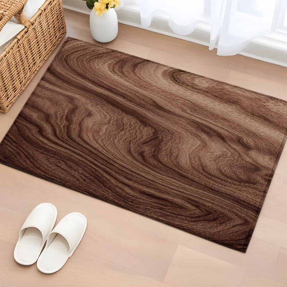 Retro Wood Grain Bathroom Rug Washable 2x3 Entryway Rug Non Slip Rustic Farmhouse Wooden Board Brown Front Door Mat Low Pile Indoor Doormat Throw Floor Carpet for Kitchen Bedroom Entrance