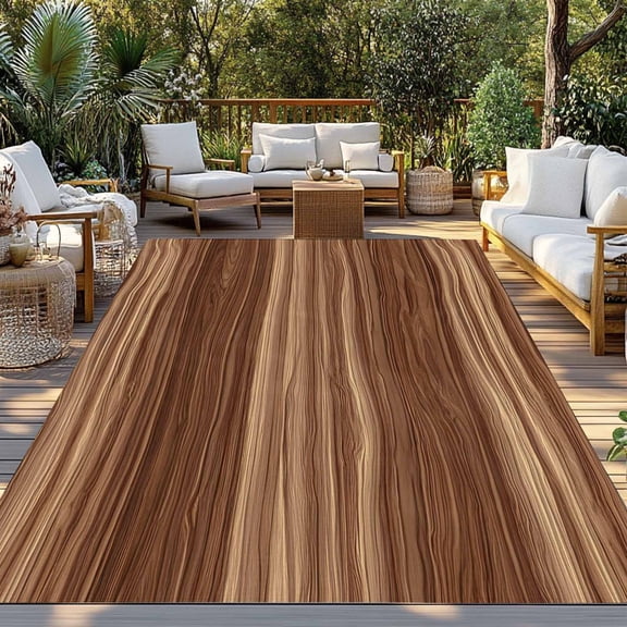 Retro Wood Grain Brown Indoor Outdoor Rugs 4x6 Ft, Country Rustic Barn Plank Texture Outdoor Patio Rugs Mat Washable Outside Area Rugs Carpet for Porch Deck RV Camping Pool Balcony Backyard