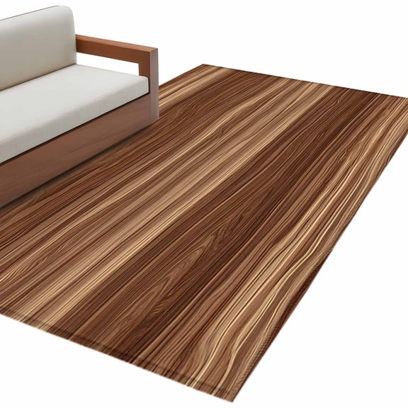 Retro Wood Grain Brown Washable Area Rug 4 x 6 ft Country Rustic Barn Plank Texture, Soft Non Slip Rugs Stain Repellent Indoor Felt Carpet for Living Dining Room Bedroom Home Office