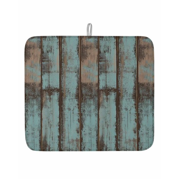 Retro Wood Grain Dish Drying Mat 16x18 inch Gradient Barn Door Farmhouse Board Super Absorbent Microfiber Dish Drying Pad for Kitchen Countertops Sink Dish Drainer Racks Coffee Bar Mats 1 Pack