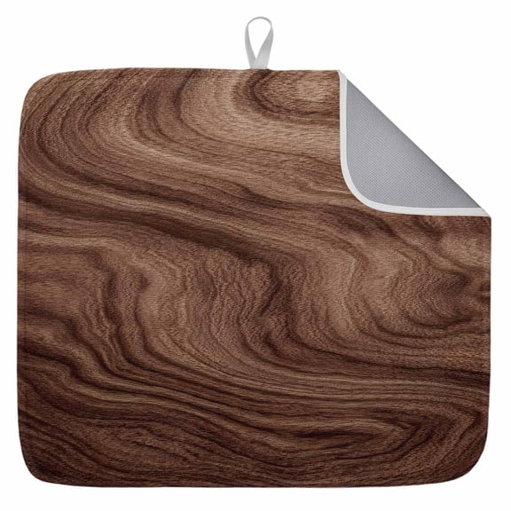 Retro Wood Grain Dish Drying Mat for Kitchen Counter,Rustic Farmhouse Wooden Board Brown Dish Mat Drying Kitchen Mat for Sink Fridge Drawer Dishes Drainer Mats Microfiber Drying Pad 1pcs 16"x18"