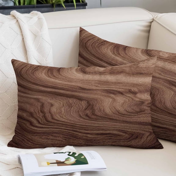 Retro Wood Grain Pillow Covers Queen, Rustic Farmhouse Wooden Board Brown Soft Brushed Microfiber Breathable Throw Pillow Covers, Pillowcase with Zipper for Couch Sofa Bedroom Living Room 20"x30"