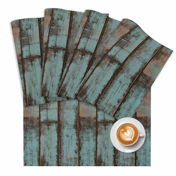 Retro Wood Grain Placemats Set of 1 Gradient Barn Door Farmhouse Board Place Mats Washable Table Mats for Party Kitchen Dining Decoration, 13 X 19 Inch
