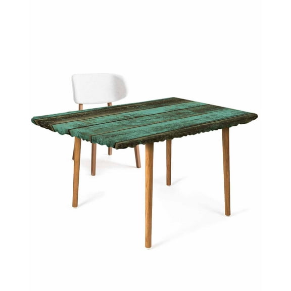 Retro Wood Grain Rectangle Tablecloth, Waterproof Elastic Fitted Table Covers for 3 Foot Tables, 24x36inch Decorative Tablecloths for Picnic, Camping, Indoor, Outdoor, Farm Green Smear Vintage Wooden