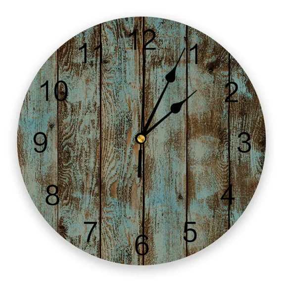 Retro Wood Grain Texture New Wall Clock Fashion Living Room Quartz Watch Modern Home Decoration Round Clocks(10 Inch)