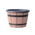thumbnail image 1 of Retro Wood Whiskey Barrel Planter 15.75 Inch with Bottom Drainage Holes, Large Flower Pots, Plant Pots Indoor with Drainage, Wood-Look Barrel Planter for Big Houseplants, 1 of 7