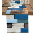 thumbnail image 1 of Retro Wooden Block Table Runner Cotton Linen 72 Inch Holiday Dresser Scarves, Vintage Rustic Abstract Wood Tablerunner for Kitchen Coffee Dining Bedroom Home Living Room Dinner Scarf Décor 13''x72'', 1 of 9