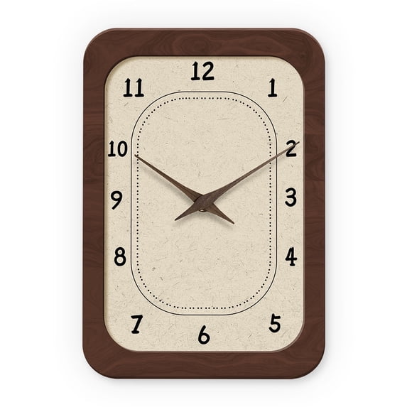 Retro Wooden Clocks Battery Operated 14 Inch Brown Farmhouse Wall Clock for Kitchen Living Room Bedroom Bathroom Rectangular Decorative Silent Wall Clock Non-Ticking