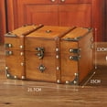 thumbnail image 1 of Retro Wooden Desktop Storage Lock Jewelry Key Password Wooden Treasure Storage Box With Metal Lock Organizer Decorative yellow A, 1 of 9
