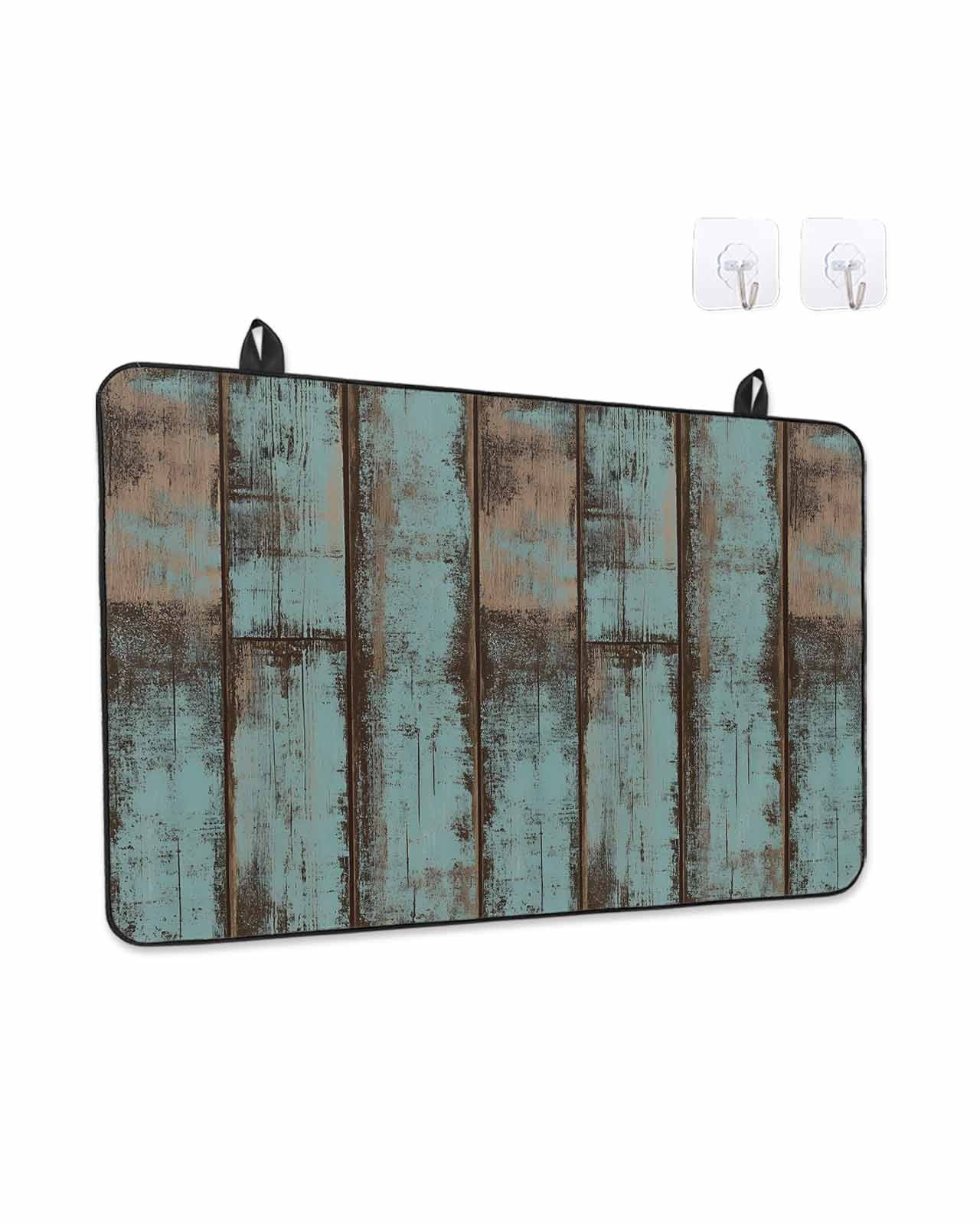 Retro Wooden Grain Stove Top Covers for Electric Stove, Kitchen Glass ...