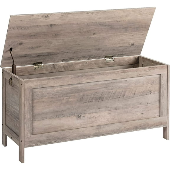 Retro Wooden Look Storage Chest with Safety Hinge, Entryway Storage Bench Supports 220 lb, 29.9 x 15.7 x 18.9 Inches Toy Chest Organizer, Easy Assembly