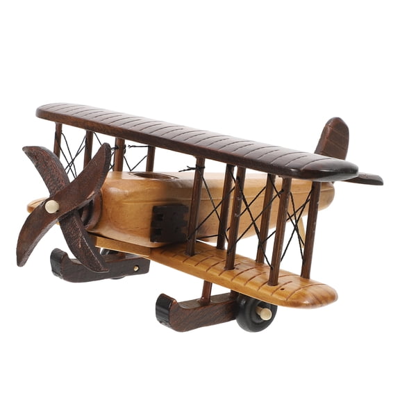 TABLZONE Vintage Wooden Airplane Model Realistic Desktop Plane Ornament for Home Office Decoration Display
