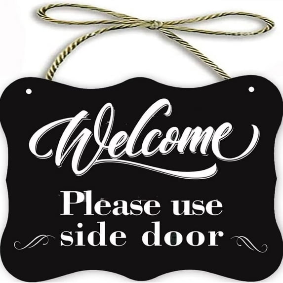 Retro Wooden Signs/Hanging Welcome Sign "Please Use Side Door" Wall Art Sign Wood Sign,Home Wooden Custom Wall Art Decor Wooden Signs 8x11.8 INCH