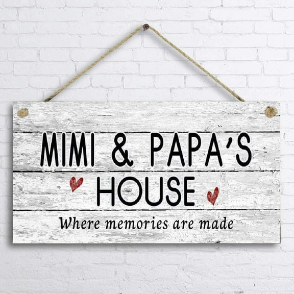 Retro Wooden Signs/Mimi and Papa's House Sign, Where Memories are Made, Distressed Style Custom Wall Art Decor Wooden Signs 5x10 INCH