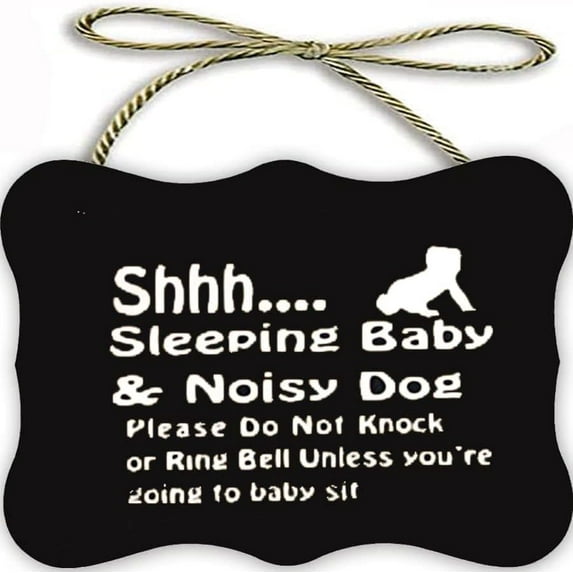 Retro Wooden Signs/Shhh Sleeping Baby Door Sign Do Not Disturb Sign Baby Room Hanging Wooden Decorative Black 8x12 INCH