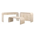 thumbnail image 1 of Retro Wooden Silhouette Sectional Three-Piece Set with Curved Art Deco Design, Containing Sideboard, Console Table and Coffee Table, Suitable for Dining Room, Living Room and Entrance, Natural, 1 of 9