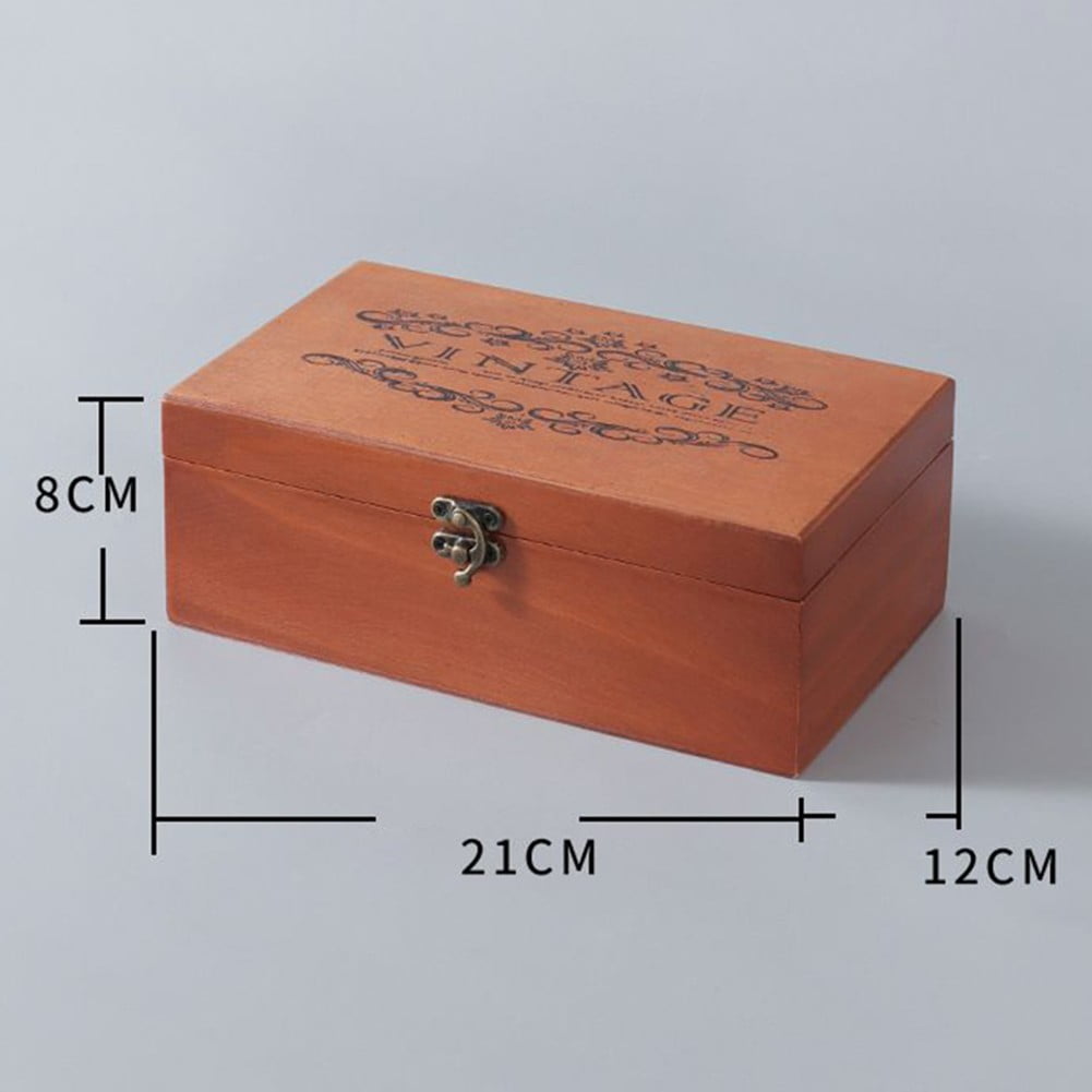 Retro Wooden Storage Box Memory Keepsake Letter Treasure Chest Lockable ...