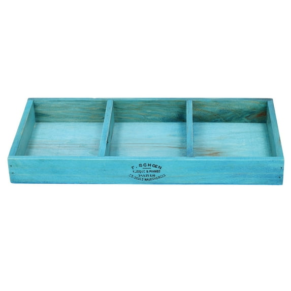 Retro Wooden Storage Box Rectangular Desktop 3-Compartment Sundries Storage Tray Organizer Nehlobo