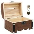 thumbnail image 1 of Retro Wooden Treasure Chest with Lock and Key - Jewelry Storage Box, 1 of 6