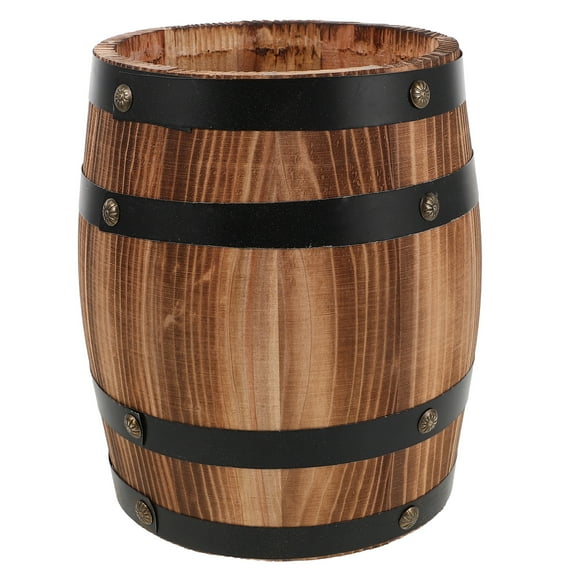 CIMAXIC Retro Wooden Utensil Holder Light Brown Wood Barrel for Kitchen Countertop Cutlery Storage