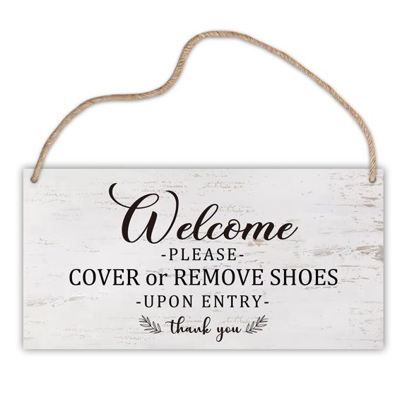 Retro Wooden Wall Sign Please Cover Or Remove Shoes Upon Entry 5x10 Inches