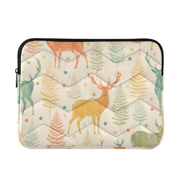 Retro Woodland Deer Printed Laptop Sleeve 13-14 Inch Computer Bag & Laptop Case for Women Men with Zippe for Work Travel