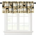 thumbnail image 1 of Retro Woodland Valance,Cabin Rustic Lodge Brown Green Pinecone Print Blackout Curtain Valance,Vintage Bear Deer Short Topper Curtain for Bedroom Living Room Kitchen,54x18in, 1 of 6