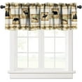 thumbnail image 1 of Retro Woodland Valance,Cabin Rustic Lodge Brown Green Pinecone Print Blackout Curtain Valance,Vintage Bear Deer Short Topper Curtain for Bedroom Living Room Kitchen,54x18in, 1 of 6