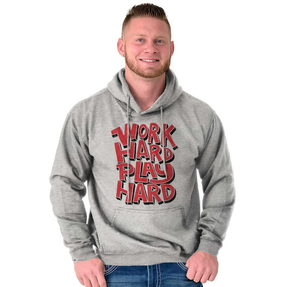 Retro Work Play Hard Mantra Motto Unisex Plus Fleece Graphic Hoodie Brisco Brands 4X
