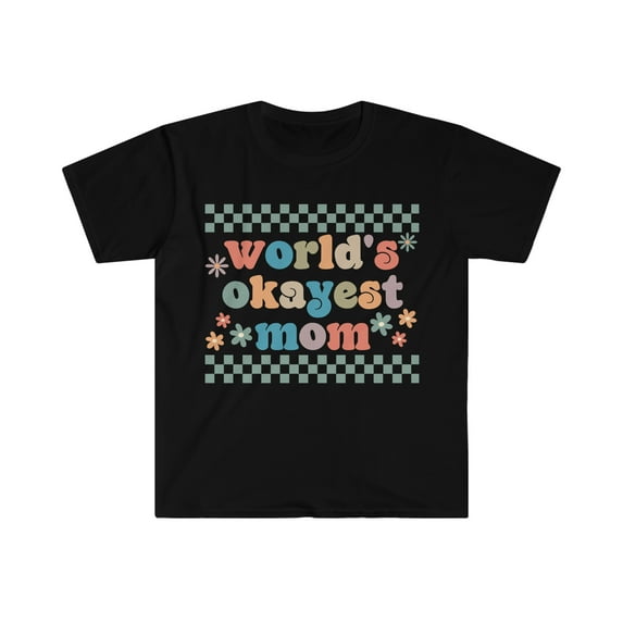Retro World's Okayest Mom Shirt Funny Motherhood T-Shirt Funny Mom Gift