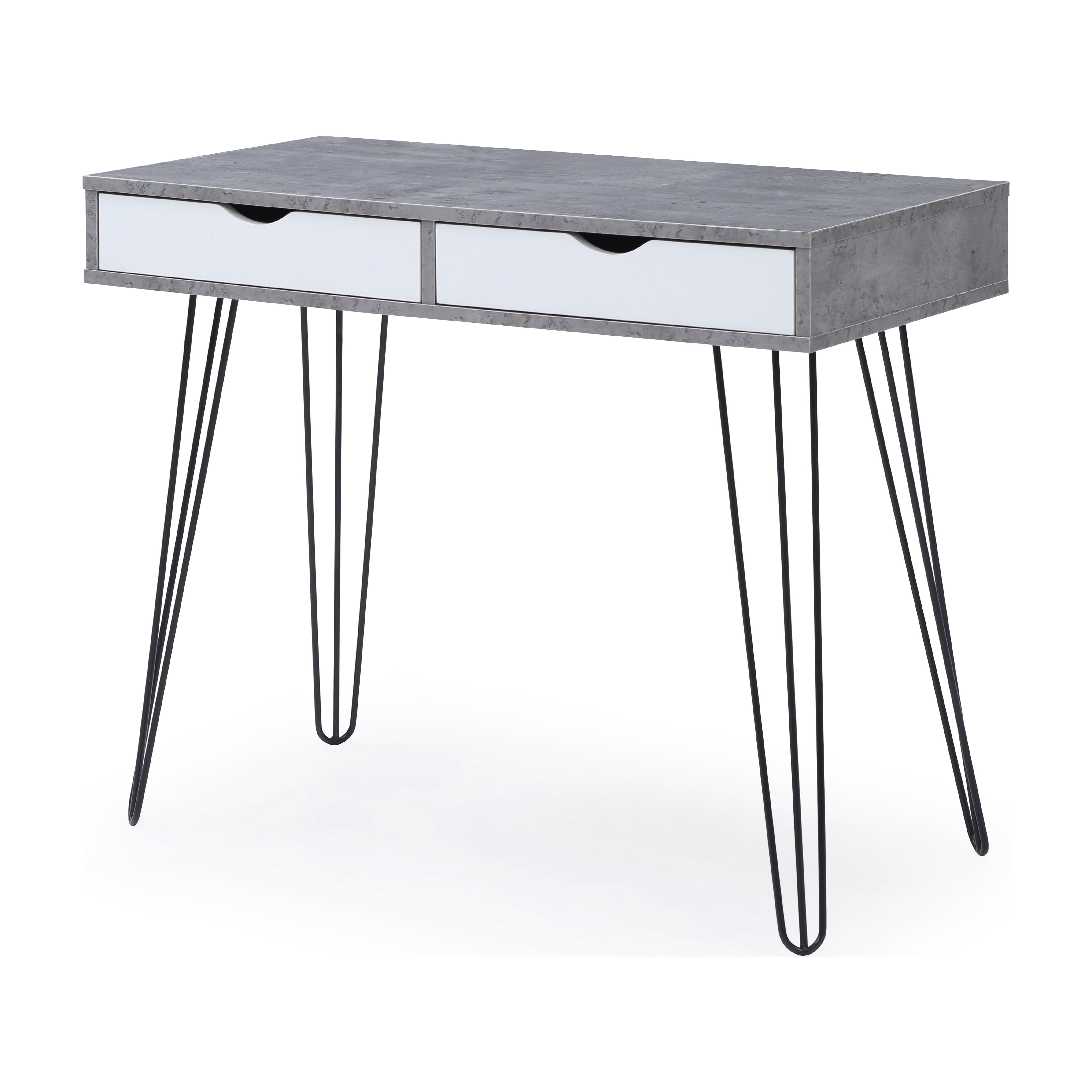 Retro Writing Desk with Drawers, Solid Hardwood Frame Home Office Computer Desk for Bedroom Dorm Study