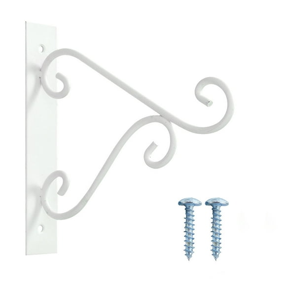 MERRYHAPY Wrought Iron Hanging Hanger Retro Wall Hooks for Candlesticks, Flower Baskets, Lanterns - Outdoor Decorative Hanger with Screws, White