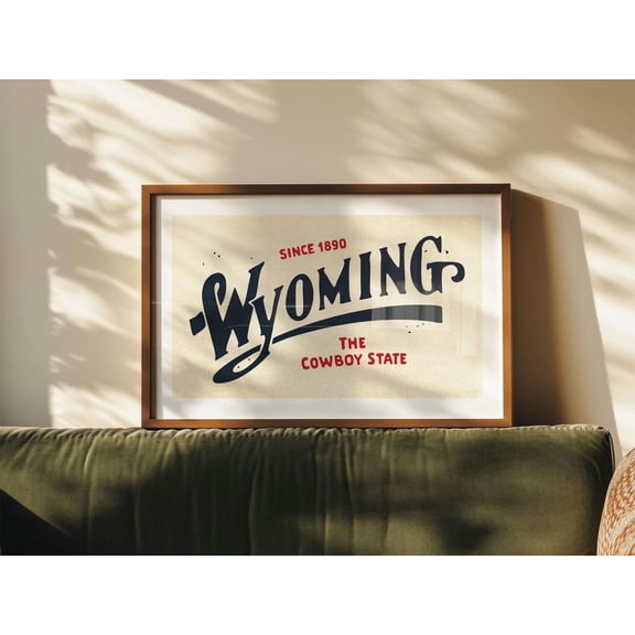 Retro Wyoming Art Cowboy State Wyoming Wall Decor United States Wall Art Unframed Paper Print