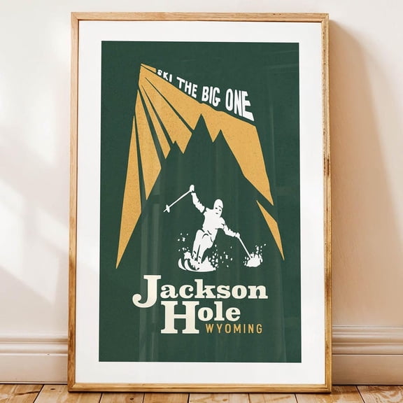 Retro Wyoming Ski Print: Outdoorsy Wall Art Jackson Hole Poster