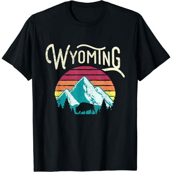 Retro Wyoming, WY Mountains State Wildlife T-Shirt