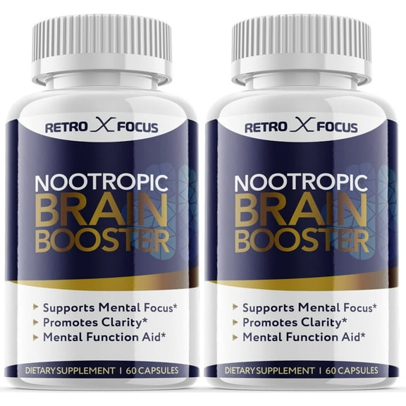 Retro X Focus - Brain Boost Matrix Supplement - Memory Booster Dietary Supplement for Focus, Memory, Clarity, & Energy - Advanced Cognitive Formula for Maximum Strength - 120 Capsules (2 Pack)