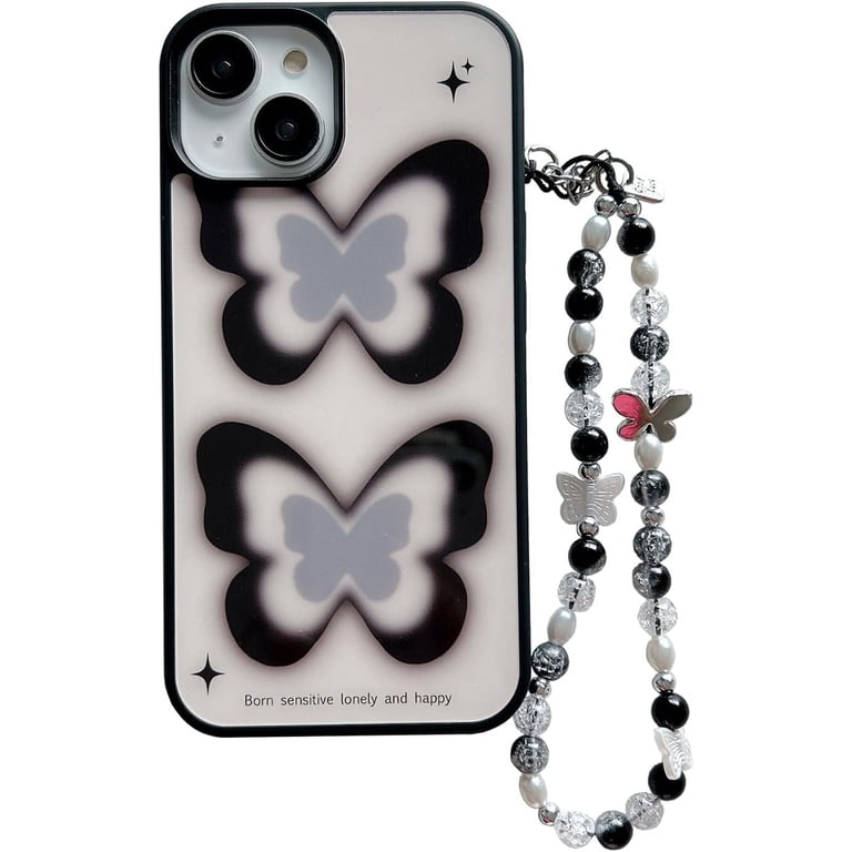 Retro Y2K Black Butterfly Phone Case Compatible with iPhone 12/12