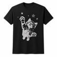thumbnail image 1 of Retro Y2K Jumping Cat Stars Graphic T-Shirt | Unisex 90s Vintage Grunge Tee, 1 of 9