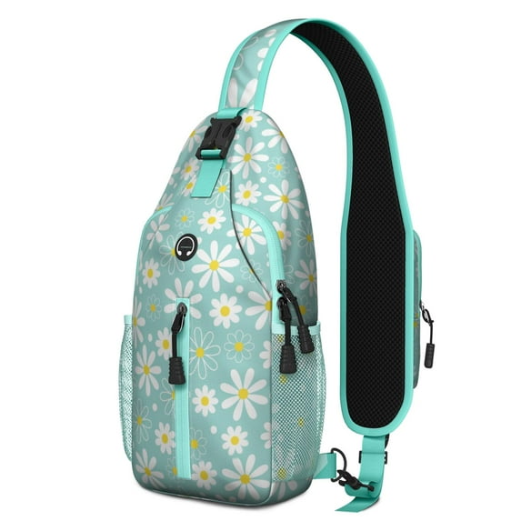 Retro Yellow Daisy and Floral Crossbody Sling Bag – Water-resistant, Anti-theft Pocket, Multi-pocket – Vintage Boho Artistic Pattern