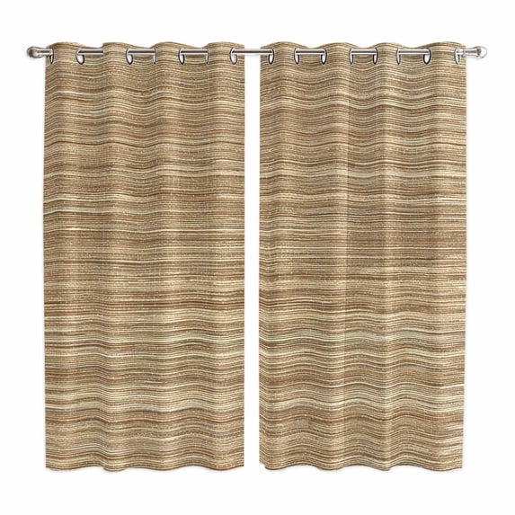 Retro Yellow Kitchen Curtains Window Panels, Country Farmhouse Abstract Minimalist Texture Insulated Window Treatment Curtain, Grommet Curtains for Bedroom/Living Room/Bathroom, 2 Piece 52"Wx84"L