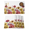 thumbnail image 1 of Retro Yellow Placemats Set of 2, Red Daisy Floral Watercolor Plants Farmhouse Non-Slip Place Mats Washable Table Mats for Kitchen Dining Table Decorations Indoor/Outdoor, 1 of 9
