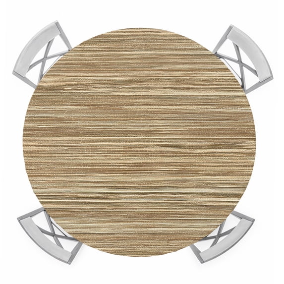 Retro Yellow Round Tablecloth for 36-44 Inch Tables,Fitted Table Cover with Elastic Edge,Country Farmhouse Abstract Minimalist Texture Waterproof Outdoor Table Cloth Protector for Patio Garden Dinner