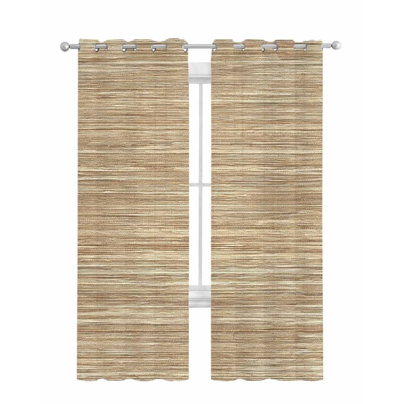 Retro Yellow Sheer Curtains 84 Inch Length 2 Panels Set for Living Room/Bedroom, Country Farmhouse Abstract Minimalist Texture Kitchen Curtains Grommet Semi-Sheer Curtains Window Treatments 42"x84"x2
