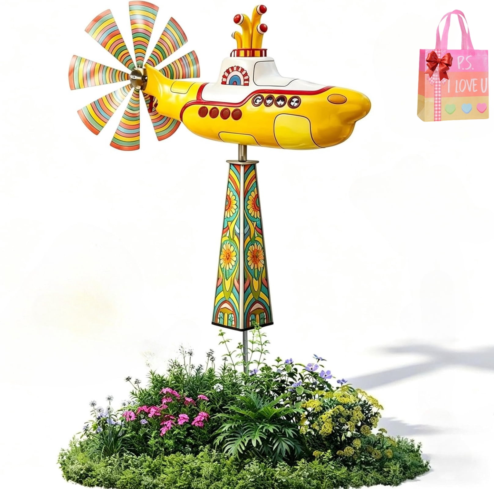 retro-yellow-submarine-wind-spinner-heavy-duty-metal-kinetic-yard-art