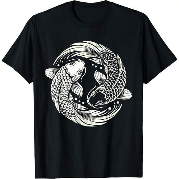 Retro Yin And Yang Japanese Koi Fish T-Shirt