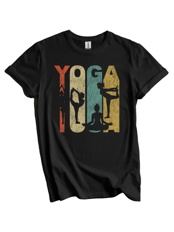 Retro Yoga Distressed Vintage Style Yoga Poses T-Shirt - Yoga Instructor Gift