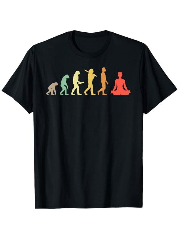Retro Yoga Evolution Gift For Yogis Funny Creative Graphic T-Shirt